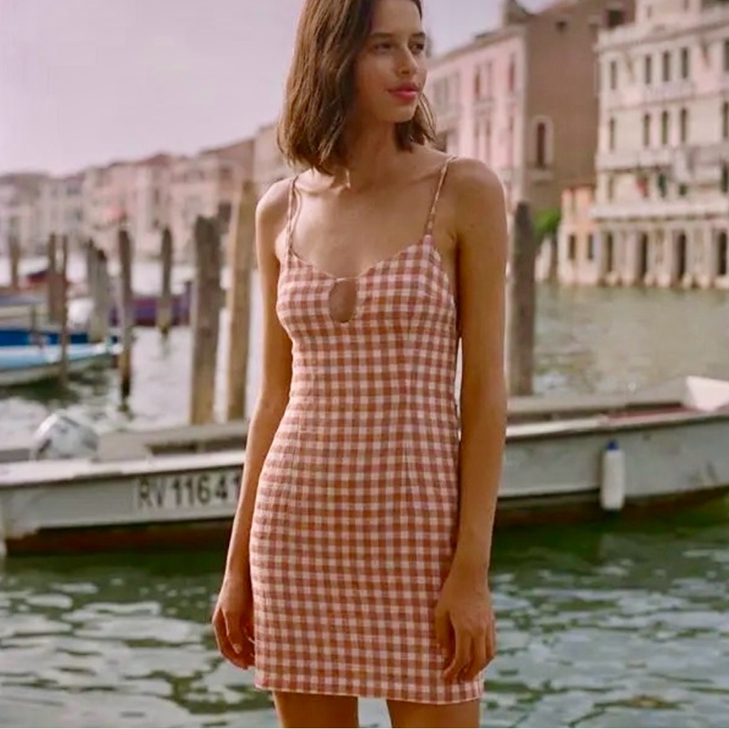 Paloma Wool Pink And Cream Gingham Mini Dress